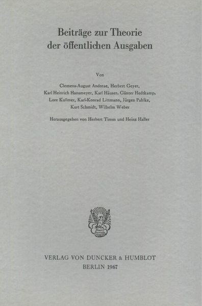 Produktbild: Beitr&auml;ge zur Theorie der &ouml;ffentlichen Ausgaben.