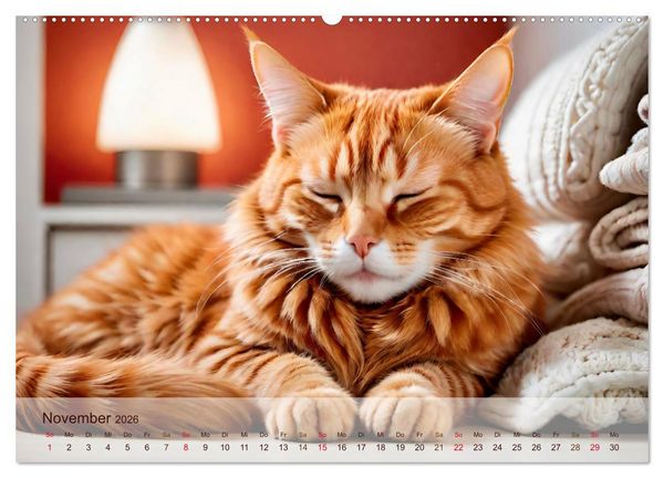 Produktbild: Rote Katzen (hochwertiger Premium Wandkalender 2026 DIN A2 quer), Kunstdruck in Hochglanz