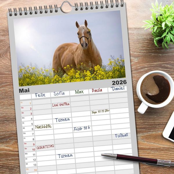 Produktbild: Familienplaner 2026 - Faszination Westernpferde mit 5 Spalten (Wandkalender, 21 x 45 cm) CALVENDO