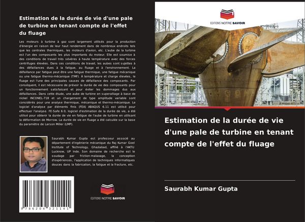 Produktbild: Estimation de la dur&eacute;e de vie d'une pale de turbine en tenant compte de l'effet du fluage