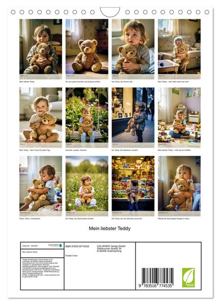 Produktbild: Mein liebster Teddy (Wandkalender 2027 DIN A4 hoch), CALVENDO Monatskalender