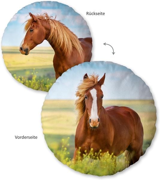Produktbild: Herding 5424210218 - Kissen Pferde, Wende-Rundkissen, 100% Polyester, 50cm,