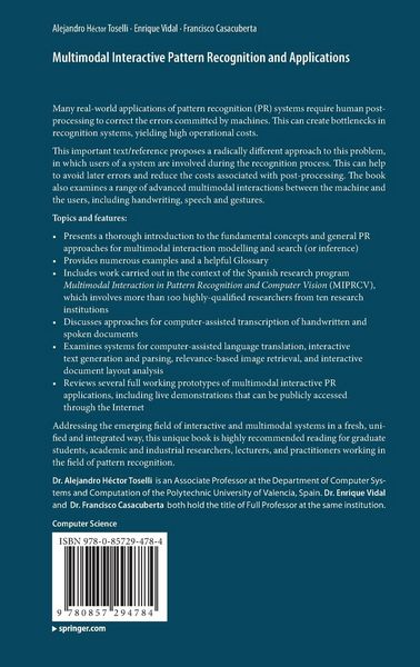 Produktbild: Multimodal Interactive Pattern Recognition and Applications