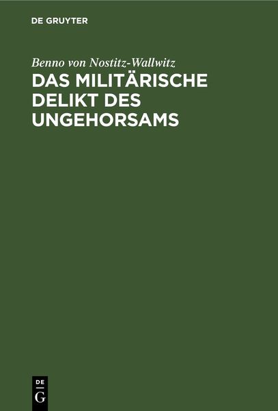 Produktbild: Das milit&auml;rische Delikt des Ungehorsams