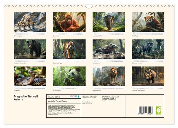 Produktbild: Magische Tierwelt Asiens (Wandkalender 2026 DIN A3 quer), CALVENDO Monatskalender