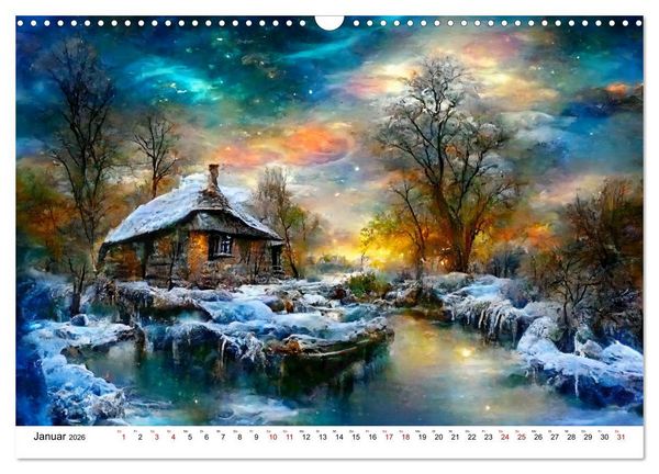 Produktbild: Fantasie Cottages - Ein Jahr durch die M&auml;rchenwelt (Wandkalender 2026 DIN A3 quer), CALVENDO Monatskalender