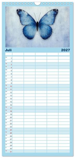 Produktbild: Familienplaner 2027 - Blauer Zauberflug mit 5 Spalten (Wandkalender, 21 x 45 cm) CALVENDO