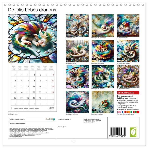 Produktbild: De jolis b&eacute;b&eacute;s dragons (Calendrier mural carr&eacute; 2026 30x30 cm) Calendrier double avec une page pour vos prises de notes
