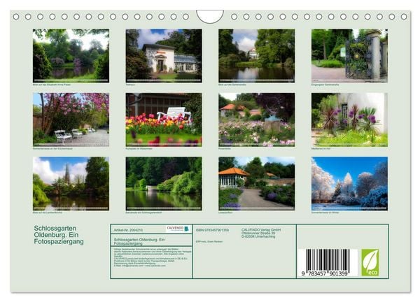Produktbild: Schlossgarten Oldenburg. Ein Fotospaziergang (Wandkalender 2026 DIN A4 quer), CALVENDO Monatskalender