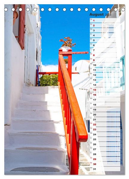 Produktbild: Bunte Treppen auf Mykonos - Reiseplaner (Tischkalender 2026 DIN A5 hoch), CALVENDO Monatskalender