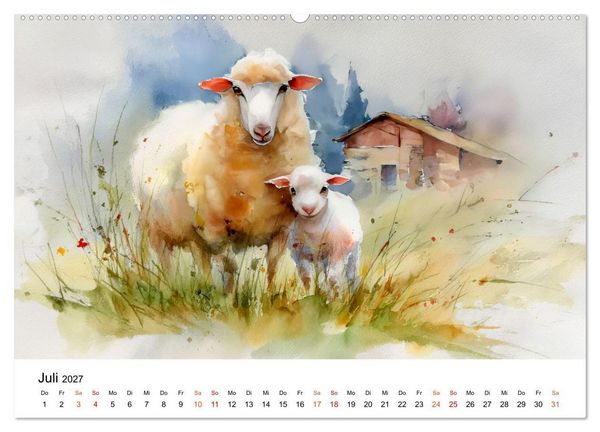 Produktbild: Tiere unserer Heimat in sanften Farben (Wandkalender 2027 DIN A2 quer), CALVENDO Monatskalender