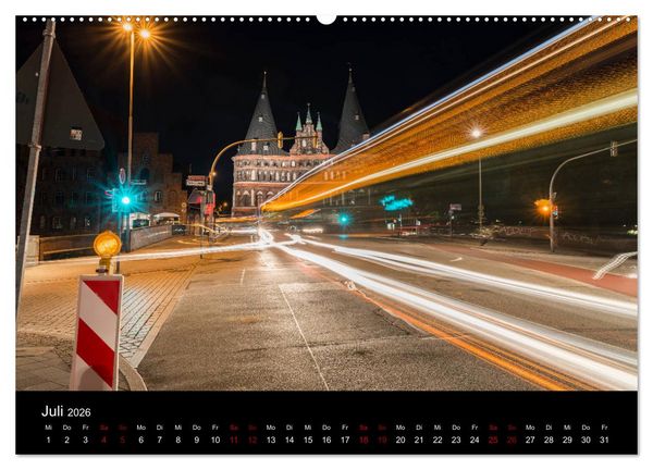 Produktbild: Eine Nacht in L&uuml;beck (hochwertiger Premium Wandkalender 2026 DIN A2 quer), Kunstdruck in Hochglanz