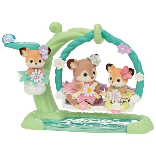 Produktbild: Sylvanian Families 5801 - Deer Babies Floral Swing Set, Reh Babys mit Blumenschaukel, Spielset