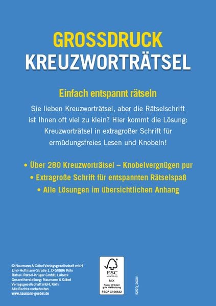Produktbild: Gro&szlig;druck Kreuzwortr&auml;tsel &bull; Band 4 - &Uuml;ber 280 R&auml;tsel f&uuml;r Senioren & Erwachsene