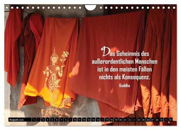 Produktbild: Spirituelles aus Asien - Weisheiten 2026 (Wandkalender 2026 DIN A4 quer), CALVENDO Monatskalender