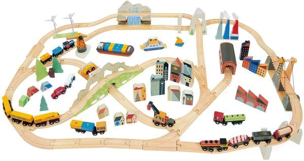 Produktbild: Tender Leaf 7508703 - Eisenbahnset 3 Landschaften, Mountain View-Zugset, Holz, 115-teilig