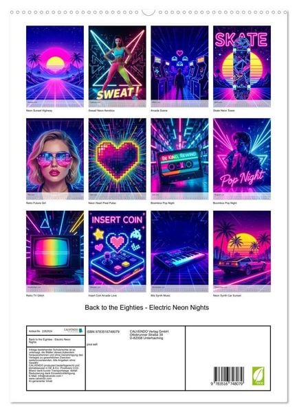 Produktbild: Back to the Eighties - Electric Neon Nights (hochwertiger Premium Wandkalender 2026 DIN A2 hoch), Kunstdruck in Hochglanz