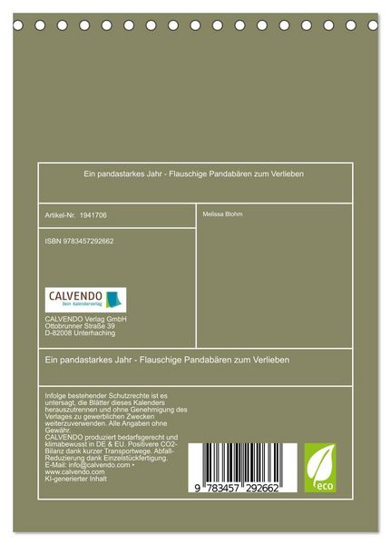 Produktbild: Ein pandastarkes Jahr - Flauschige Pandab&auml;ren zum Verlieben (Tischkalender 2026 DIN A5 hoch), CALVENDO Monatskalender