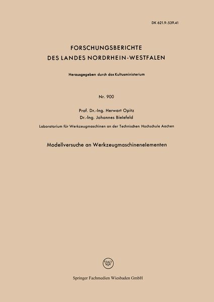 Produktbild: Modellversuche an Werkzeugmaschinenelementen