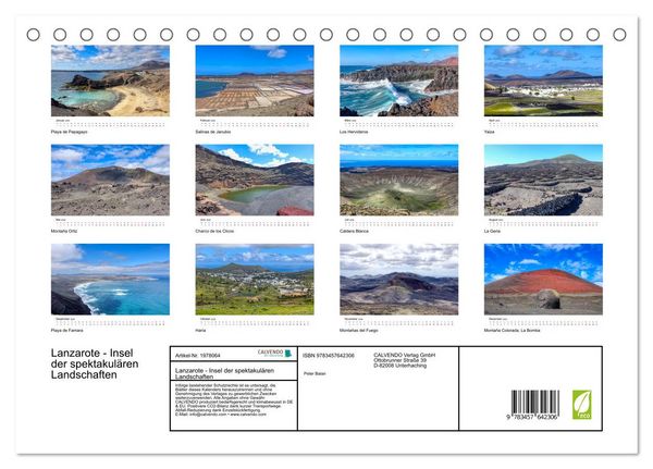 Produktbild: Lanzarote - Insel der spektakul&auml;ren Landschaften (Tischkalender 2026 DIN A5 quer), CALVENDO Monatskalender