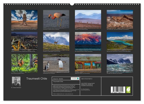 Produktbild: Traumwelt Chile (hochwertiger Premium Wandkalender 2026 DIN A2 quer), Kunstdruck in Hochglanz