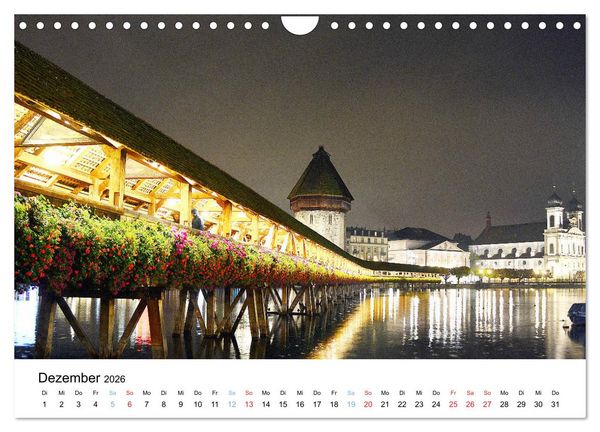 Produktbild: LUZERN Wo sich Reuss und Vierwaldst&auml;ttersee begegnen (Wandkalender 2026 DIN A4 quer), CALVENDO Monatskalender