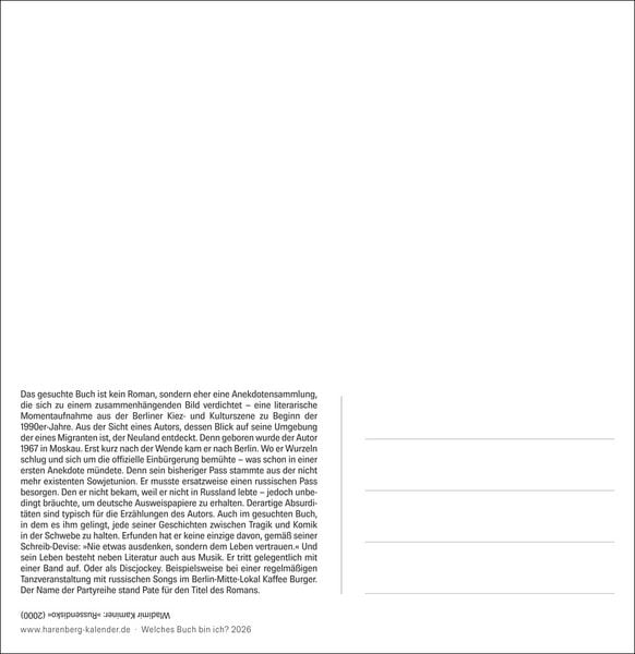 Produktbild: Welches Buch bin ich? Premium-Postkartenkalender 2026 - Literarischer Rätselkalender