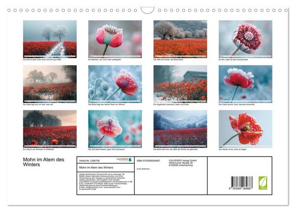 Produktbild: Mohn im Atem des Winters (Wandkalender 2027 DIN A3 quer), CALVENDO Monatskalender