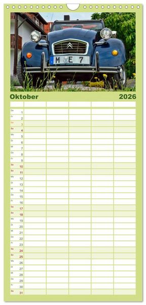 Produktbild: Familienplaner 2026 - Citro&euml;n 2CV - die Ente mit 5 Spalten (Wandkalender, 21 x 45 cm) CALVENDO