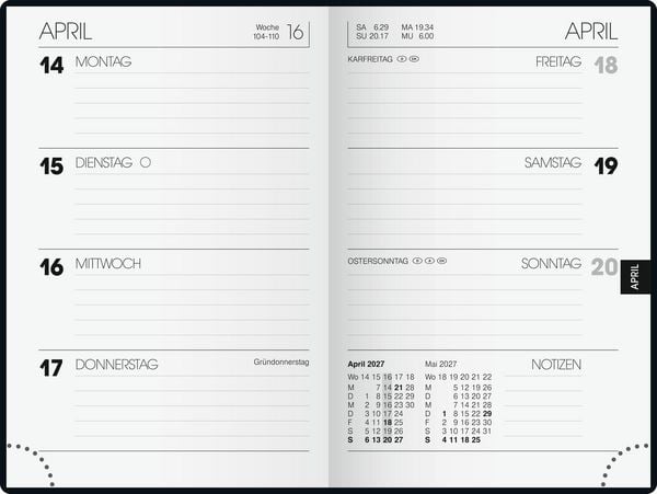 Produktbild: BRUNNEN 1072311907 Taschenkalender Mod. 723 2027 A7, Kunststoff, schwarz