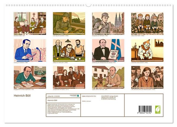Produktbild: Heinrich B&ouml;ll (hochwertiger Premium Wandkalender 2026 DIN A2 quer), Kunstdruck in Hochglanz