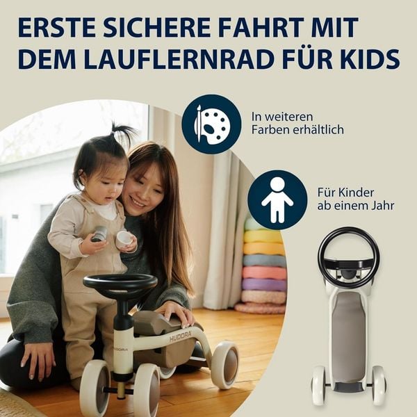 Produktbild: HUDORA 10911 - Laufrad Steppy 6 mocha, Lauflernrad für Kinder von 73-80 cm, Sitzhöhe: 22,5 cm