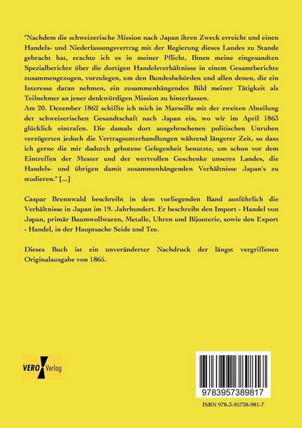 Produktbild: Generalbericht betreffend den kommerziellen Teil der schweizerischen Abordnung nach Japan