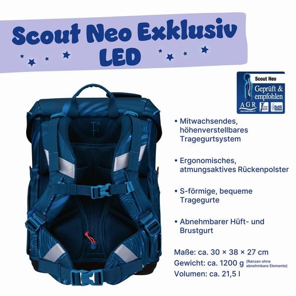 Produktbild: Scout Schulranzen Set Neo LED, Schulranzen Set, 4tlg, Rocket Rider