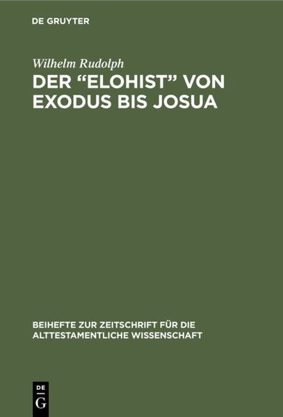 Produktbild: Der &ldquo;Elohist&rdquo; von Exodus bis Josua