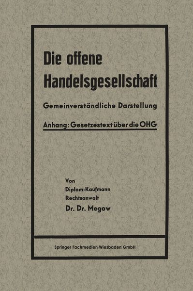 Produktbild: Die offene Handelsgesellschaft (OHG)