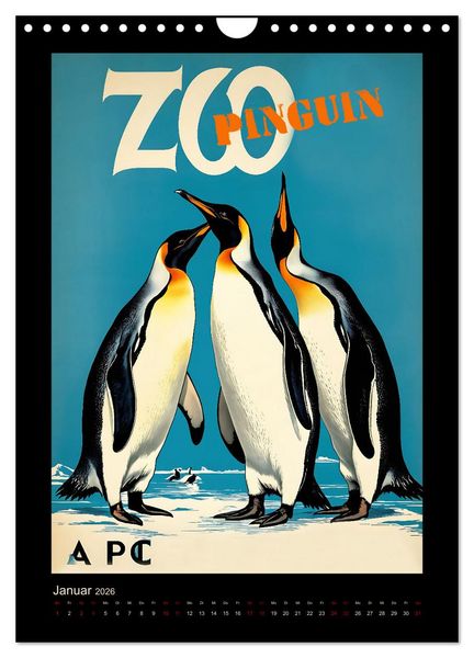 Produktbild: Zoo Vintage-Poster (Wandkalender 2026 DIN A4 hoch), CALVENDO Monatskalender
