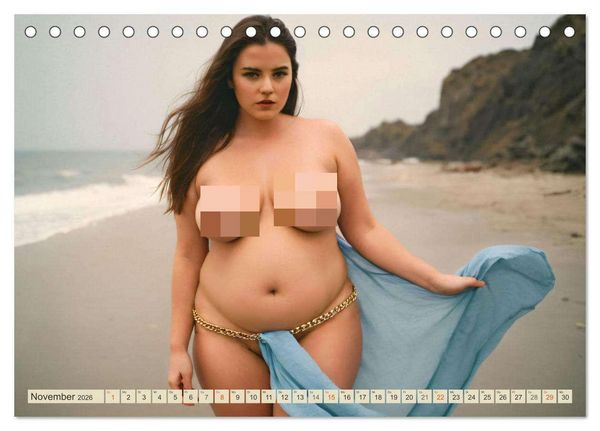 Produktbild: XXL Beach Girls Kalender - Kurvige Frauen am Strand (Tischkalender 2026 DIN A5 quer), CALVENDO Monatskalender