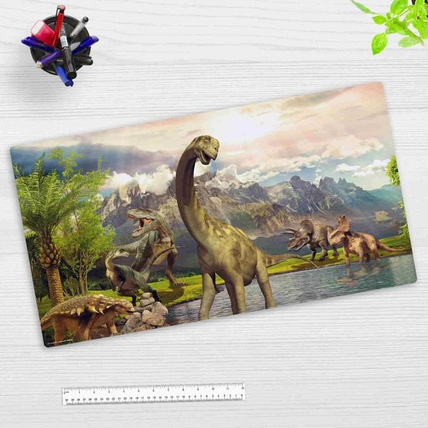 Produktbild: Cover-your-desk Schreibtischunterlage f&uuml;r Kinder und Erwachsene Dinosaurier, aus hochwertigem Vinyl , 74 x 40 cm