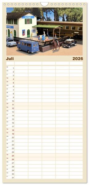 Produktbild: Familienplaner 2026 - Bahn-Nostalgie im Modell mit 5 Spalten (Wandkalender, 21 x 45 cm) CALVENDO