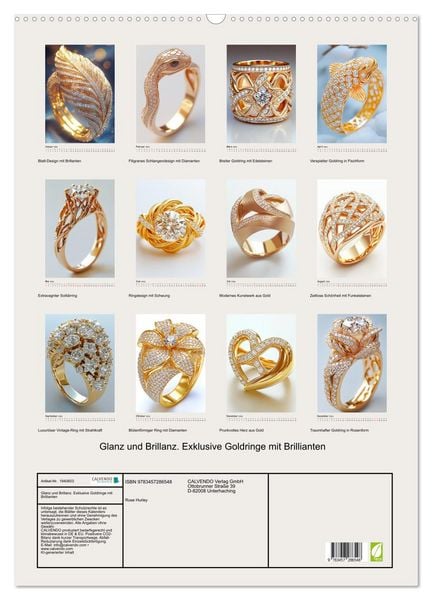 Produktbild: Glanz und Brillanz. Exklusive Goldringe mit Brillianten (Wandkalender 2026 DIN A2 hoch), CALVENDO Monatskalender
