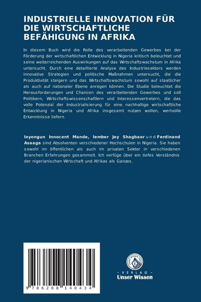 Produktbild: Industrielle Innovation f&uuml;r die Wirtschaftliche Bef&auml;higung in Afrika