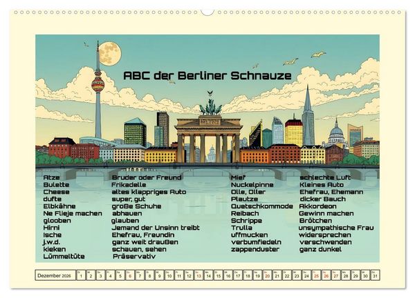 Produktbild: Liebenswerte Berliner Mundart (Wandkalender 2026 DIN A2 quer), CALVENDO Monatskalender