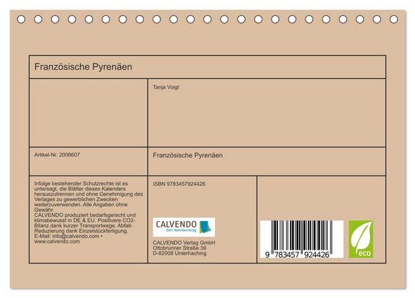 Produktbild: Franz&ouml;sische Pyren&auml;en (Tischkalender 2026 DIN A5 quer), CALVENDO Monatskalender