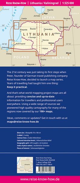 Produktbild: Reise Know-How Landkarte Litauen und Kaliningrad | Lithuania and Kaliningrad (1:325.000)
