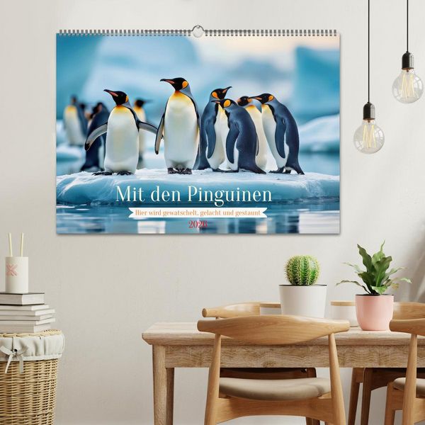 Produktbild: Mit den Pinguinen (Wandkalender 2026 DIN A2 quer), CALVENDO Monatskalender