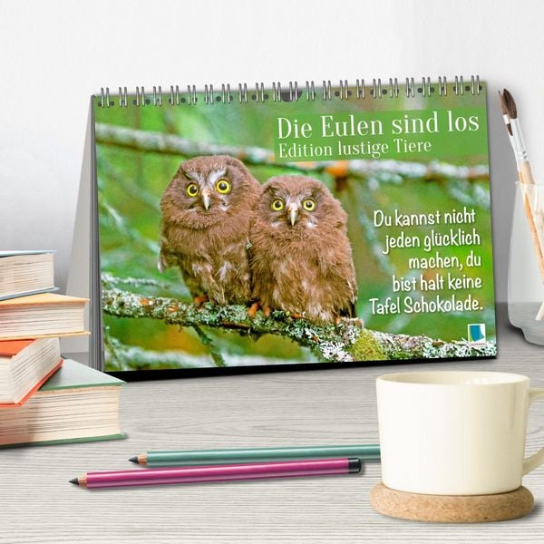 Produktbild: Die Eulen sind los: Edition lustige Tiere (Tischkalender 2026 DIN A5 quer), CALVENDO Monatskalender