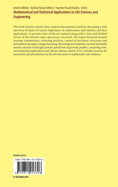 Produktbild: Mathematical and Statistical Applications in Life Sciences and Engineering