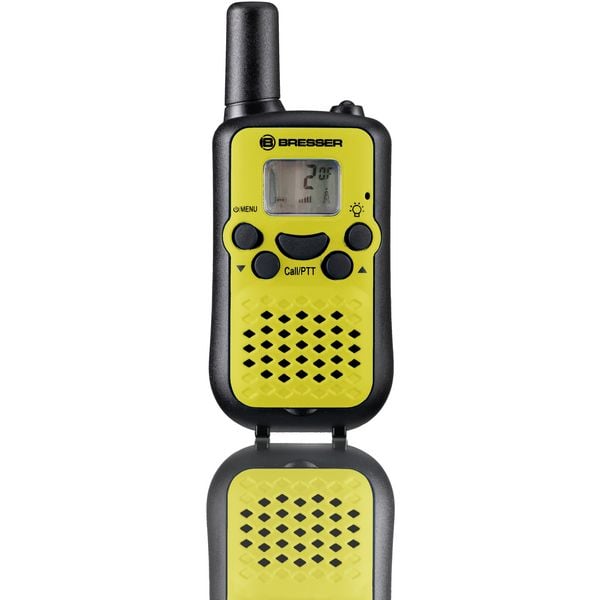 Produktbild: Bresser Junior 12711 - Walkie Talkie 2er-Set mit hoher Reichweite bis zu 6 km, Frei-Hand-Funktion, integrierte Taschenlampe, Farbe: green lime