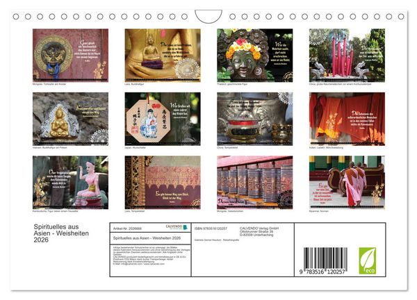 Produktbild: Spirituelles aus Asien - Weisheiten 2026 (Wandkalender 2026 DIN A4 quer), CALVENDO Monatskalender